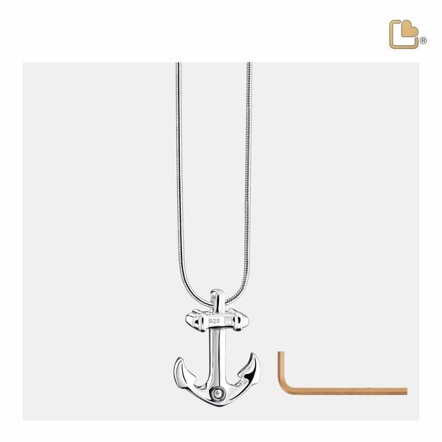 Cremation Pendant Anchor Rhodium Plated