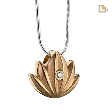 Pendant Lotus Gold Vermeil Two Tone with Clear Crystal