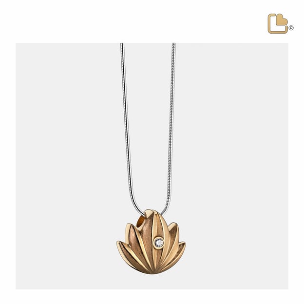 Pendant Lotus Gold Vermeil Two Tone with Clear Crystal