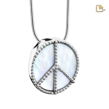 Pendant Peace Mother of Pearl Rhodium Plated