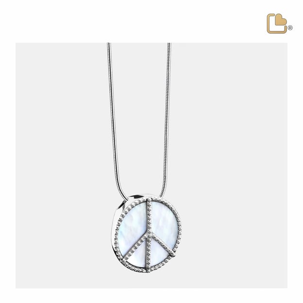 Pendant Peace Mother of Pearl Rhodium Plated