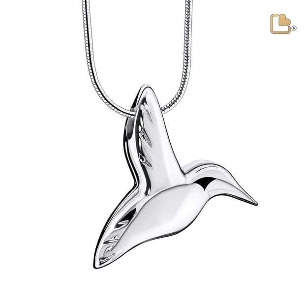 Cremation Pendant Hummingbird Rhodium Plated