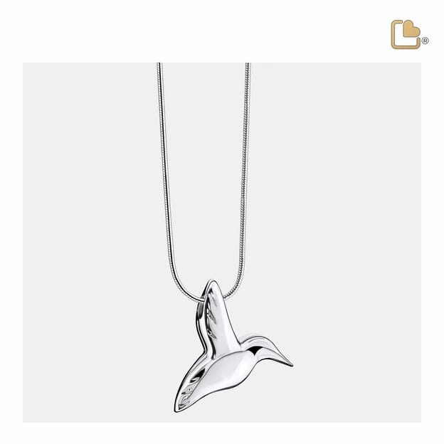 Cremation Pendant Hummingbird Rhodium Plated