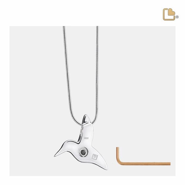 Cremation Pendant Hummingbird Rhodium Plated