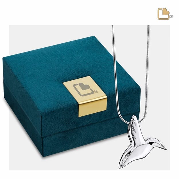Cremation Pendant Hummingbird Rhodium Plated