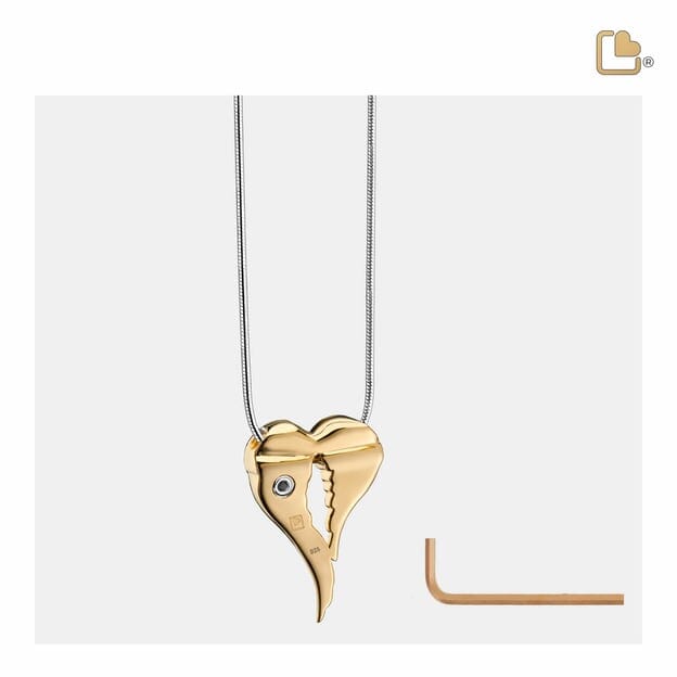Cremation Pendant Angel Wings Gold Vermeil Two Tone