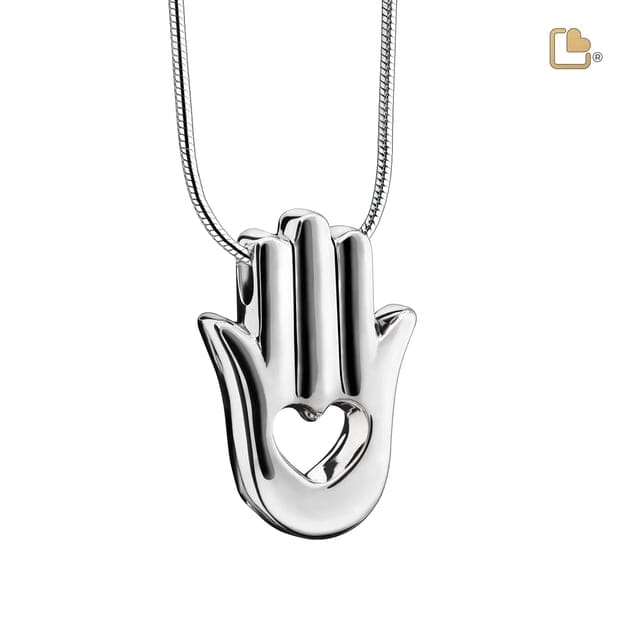 Kremationsanhänger Hamsa, handrhodiniert