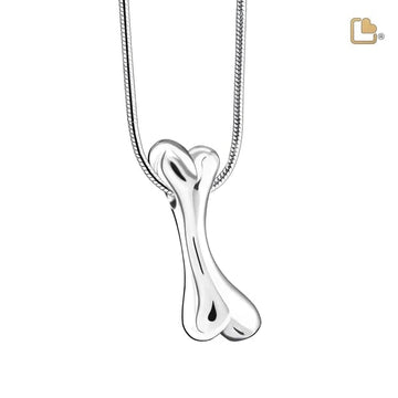 Cremation Pendant Dog Bone Rhodium Plated