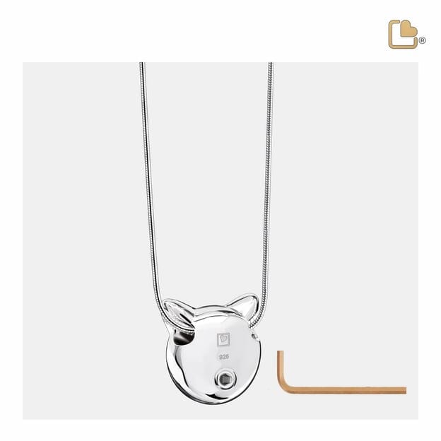 Cremation Pendant Cat Pearl Rhodium Plated