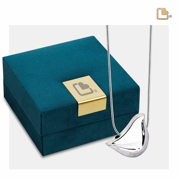 Cremation Pendant LoveBird Rhodium Plated Two Tone