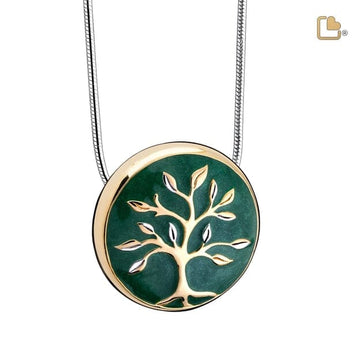 Cremation Pendant Tree of Life Enamel Gold Vermeil Two Tone