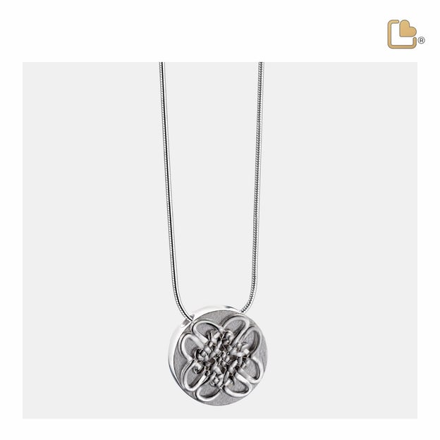 Cremation Pendant Celtic Circle Rhodium Plated Two Tone