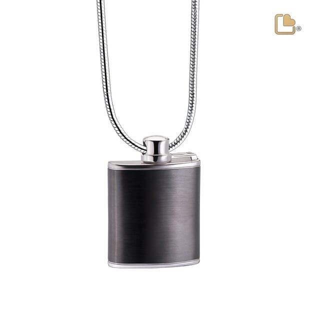 Cremation Pendant Flask Ruthenium Plated Two Tone