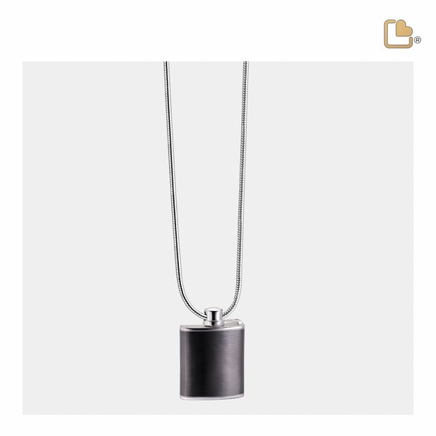 Cremation Pendant Flask Ruthenium Plated Two Tone