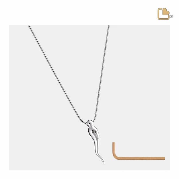 Cremation Pendant Italian Horn Rhodium Plated