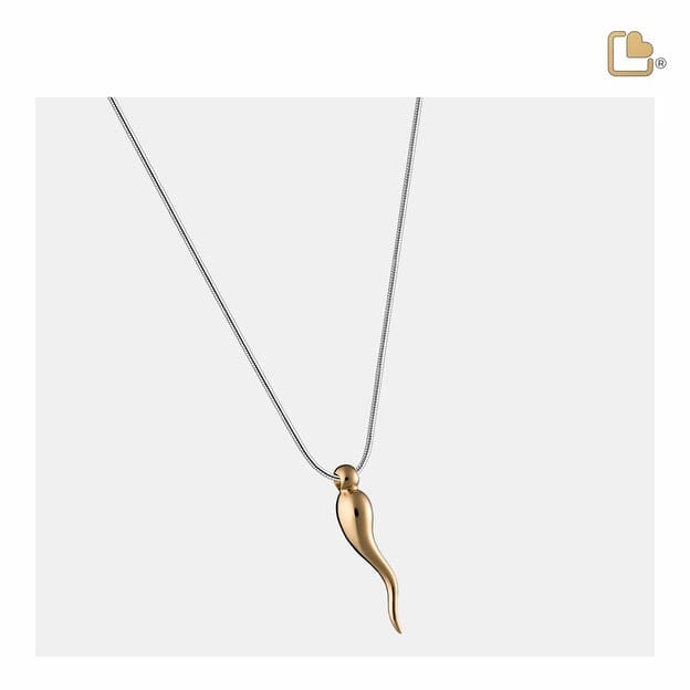 Cremation Pendant Italian Horn Rhodium Plated