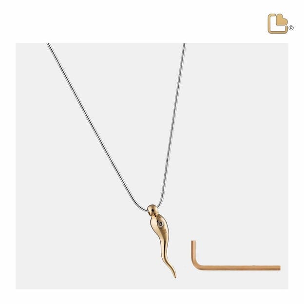Cremation Pendant Italian Horn Rhodium Plated