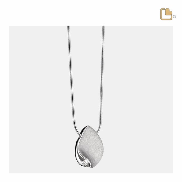 Cremation Pendant TearDrop with Crystal Rhodium Plated Two Tone