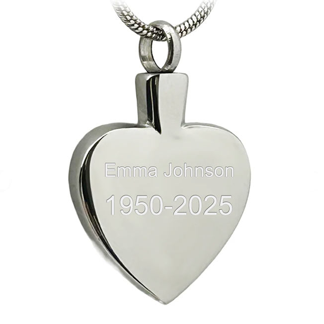Silver Tone Heart Cremation Pendant