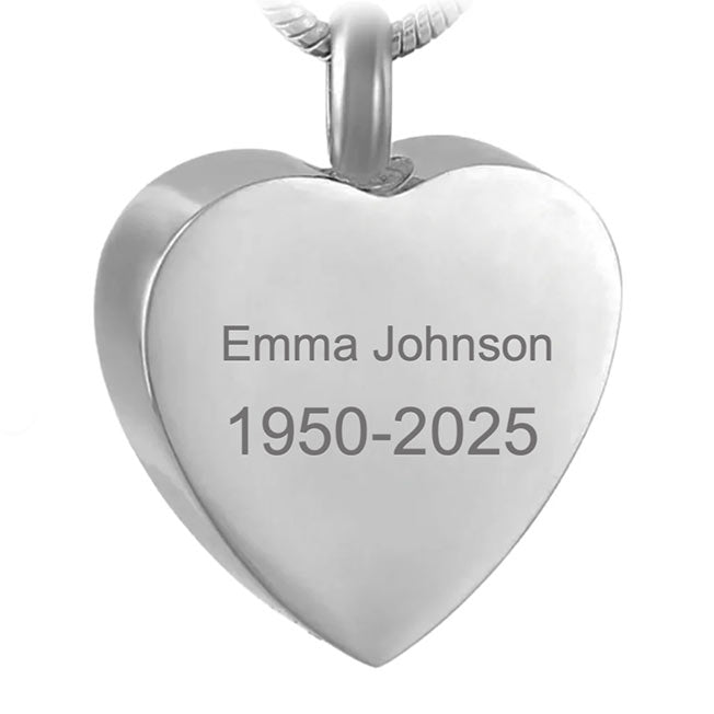 Silver Tone Heart with Paw Print Pet Cremation Pendant