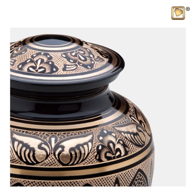 Black & Gold Solid Brass Urn