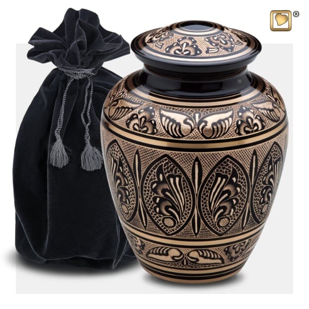 Black & Gold Solid Brass Urn