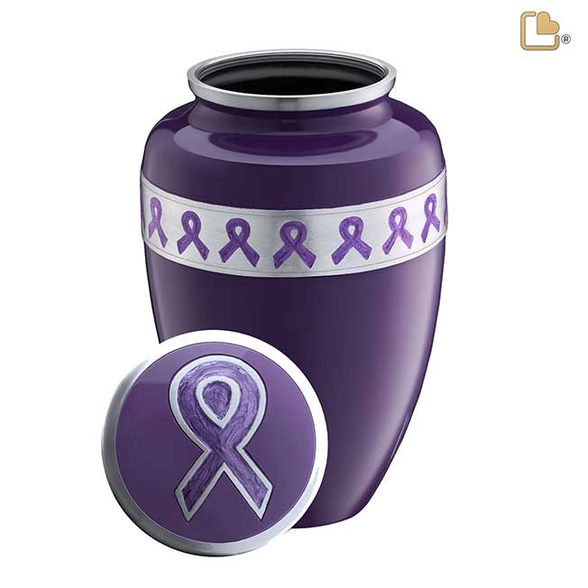 Awareness Purple Solid Brass Urn