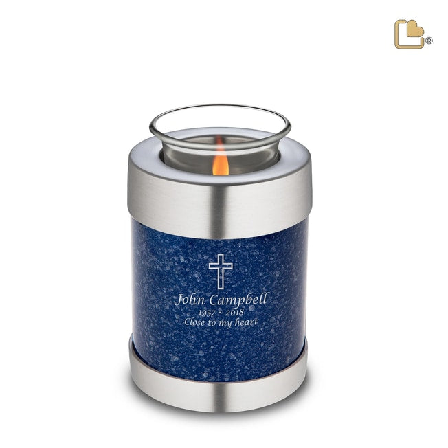 Tealight Speckled Indigo Cremation Keepsake