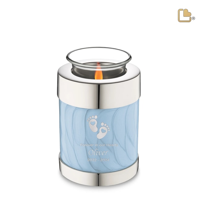Tealight Pearl Blue Cremation Keepsake