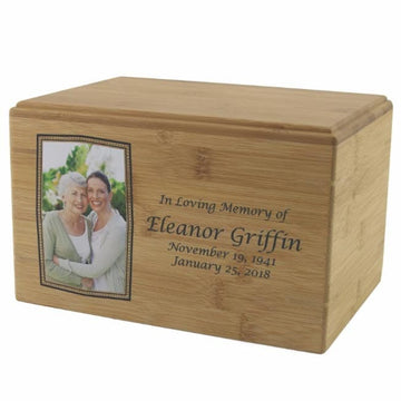 Bamboo Box Cremation Urn - Photo Printed