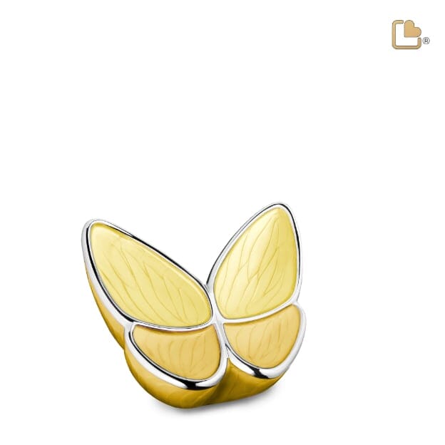 Wings of Hope Keepsake Urn Pearl Yellow & Pol Silver