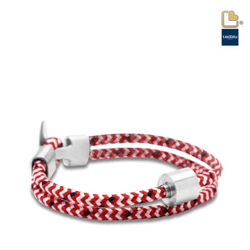 Kremationsarmband für Herren – Kordel Rot-Weiß