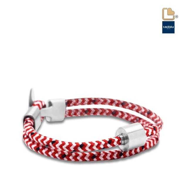 Men's Cremation Bracelet - Cord Red-White