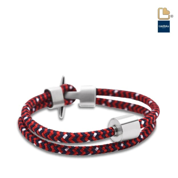 Men's Cremation Bracelet - Cord Red-Black