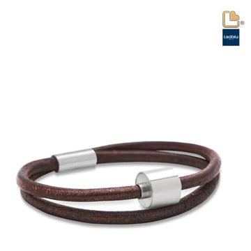 Men's Cremation Bracelet - Smooth Leather Brown