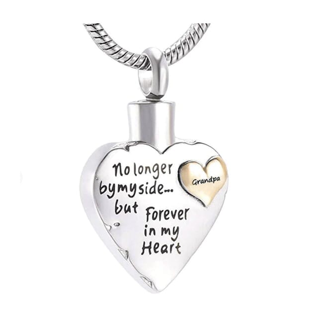 Silver Tone Family Heart Cremation Necklace