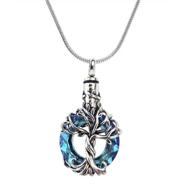 Tree of Life Iridescent Cut Glass Cremation Pendant