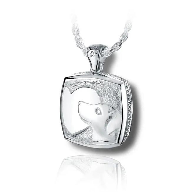 Cushion Puppy with Heart Cremation Necklace
