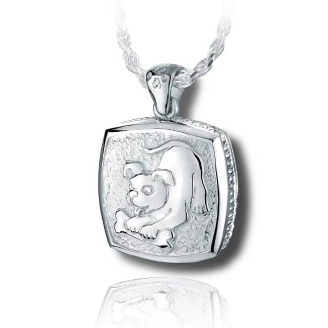 Cushion Puppy Playing Cremation Necklace