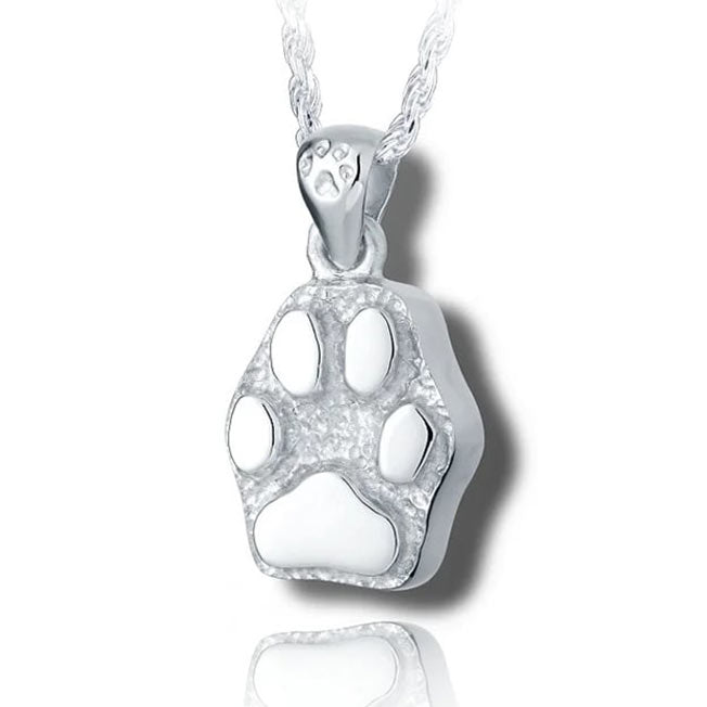 Rugged Paw Print Cremation Necklace