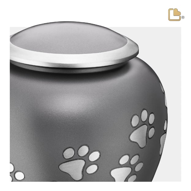 Shadow Pawprint Pet Urn French Grey & Bru Pewter