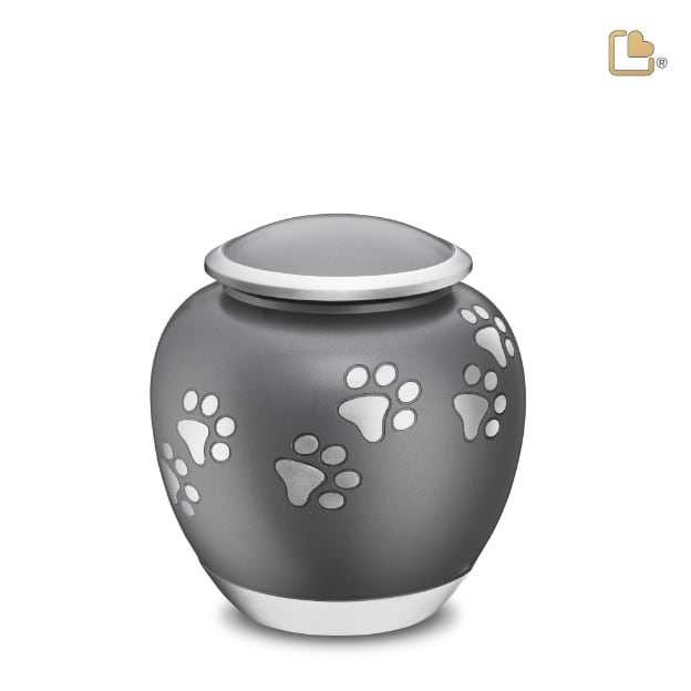 Shadow Pawprint Pet Urn French Grey & Bru Pewter