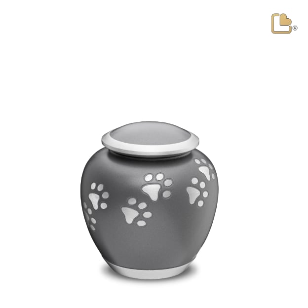 Shadow Pawprint Pet Urn French Grey & Bru Pewter