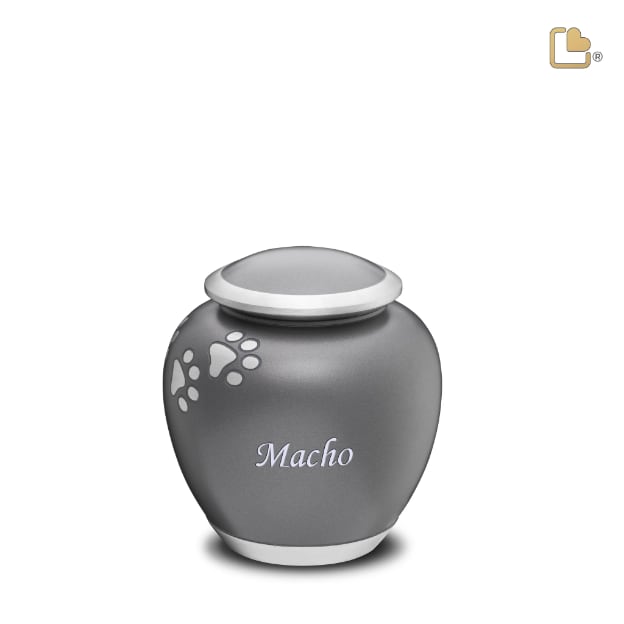 Shadow Pawprint Pet Urn French Grey & Bru Pewter