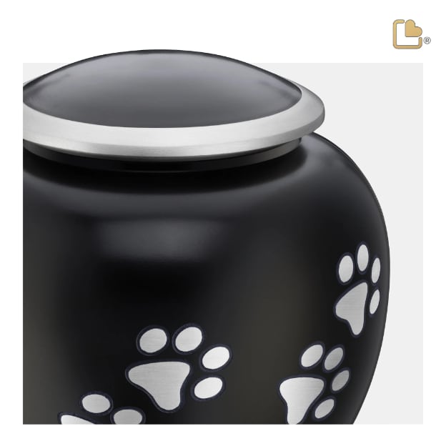 Shadow Pawprint Pet Urn French Black & Bru Pewter