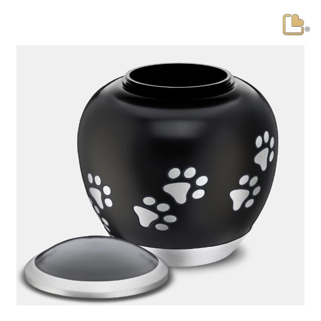 Shadow Pawprint Pet Urn French Black & Bru Pewter