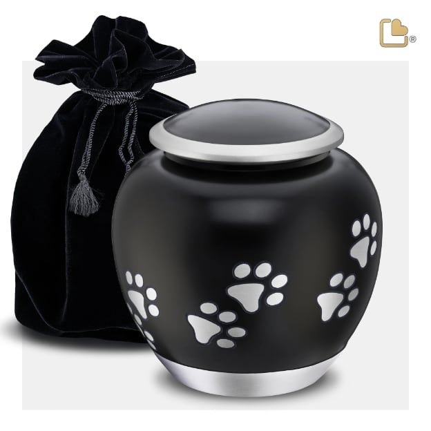 Shadow Pawprint Pet Urn French Black & Bru Pewter