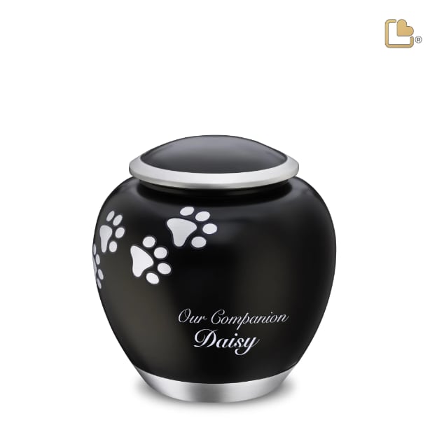 Shadow Pawprint Pet Urn French Black & Bru Pewter