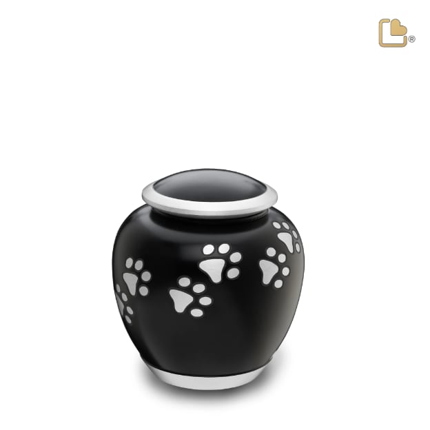 Shadow Pawprint Pet Urn French Black & Bru Pewter