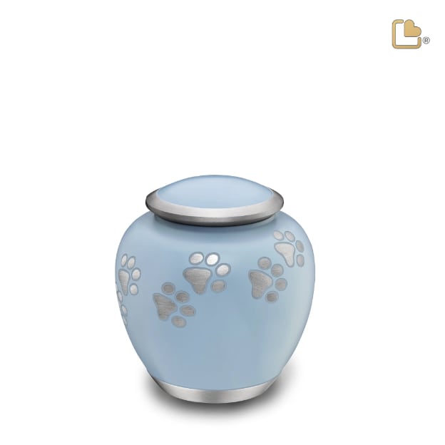 Shadow Pawprint Pet Urn French Blue & Bru Pewter